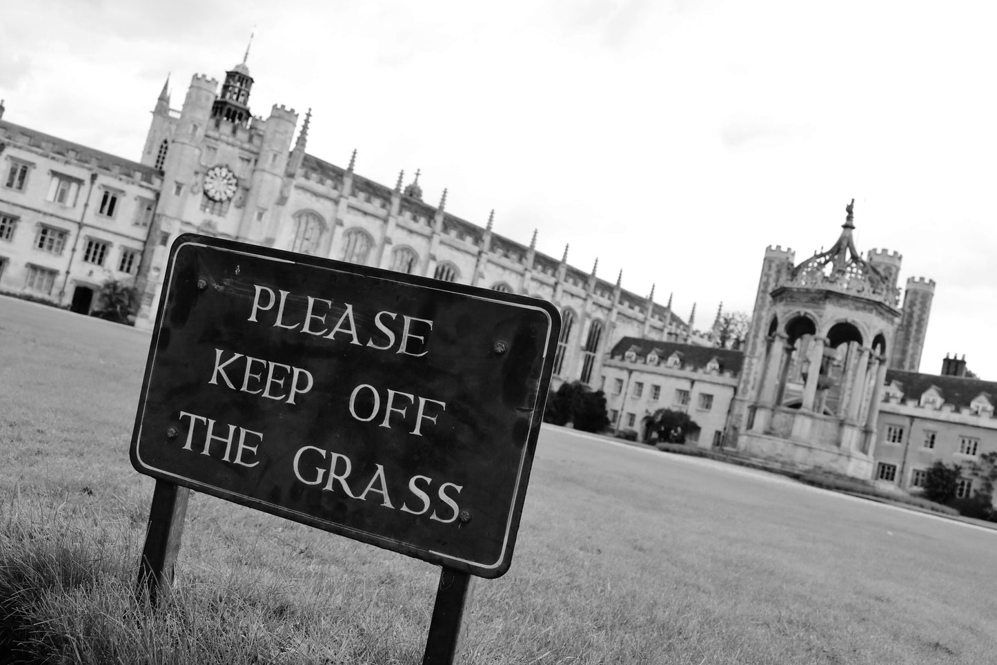 Trinity College Cambridge University Black And White Photography Print