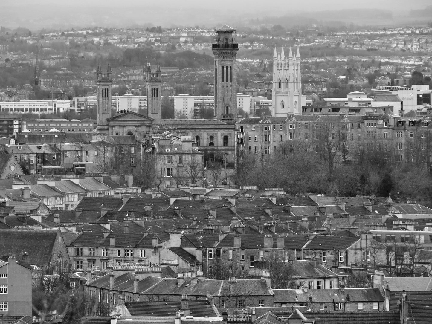 Glasgow West End Park Circus Black And White Photography Print