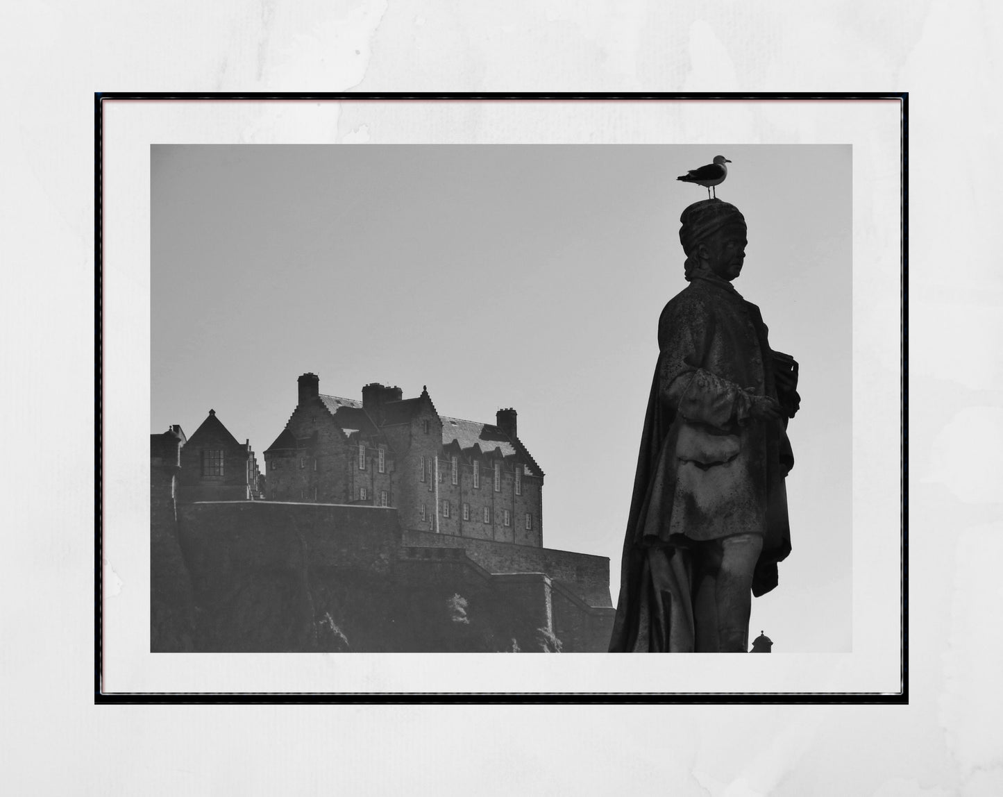 Edinburgh Castle Black And White Photography Print