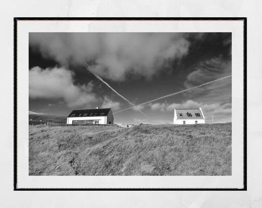 Isle of Barra Scotland Saltire Black And White Photography Print