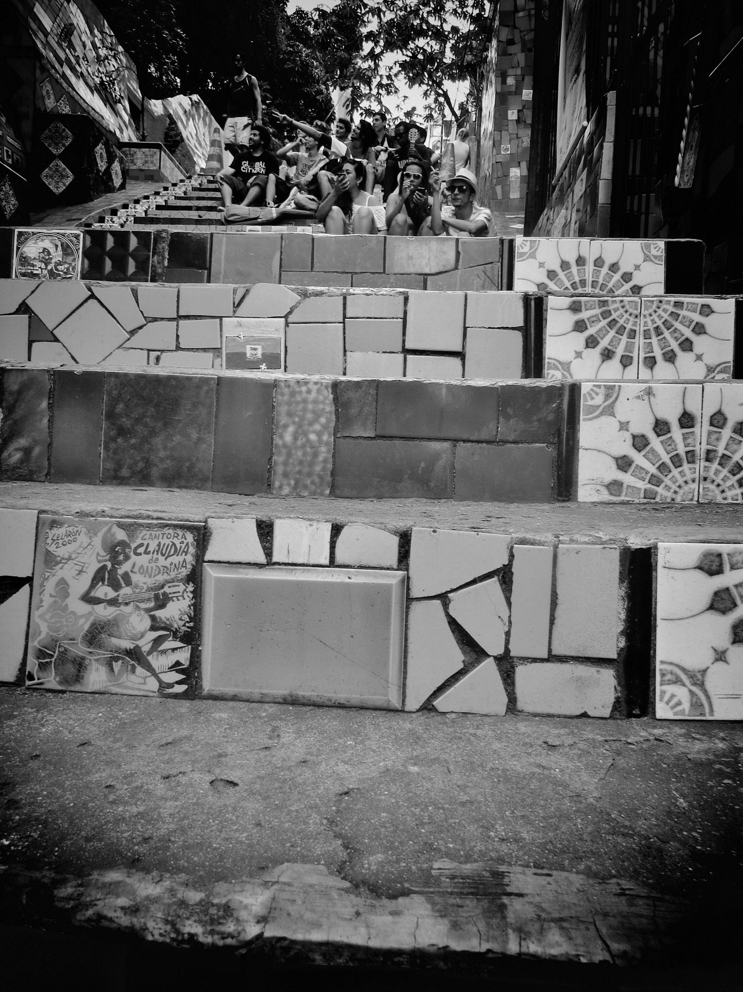 Selaron Steps Rio de Janeiro Black And White Poster