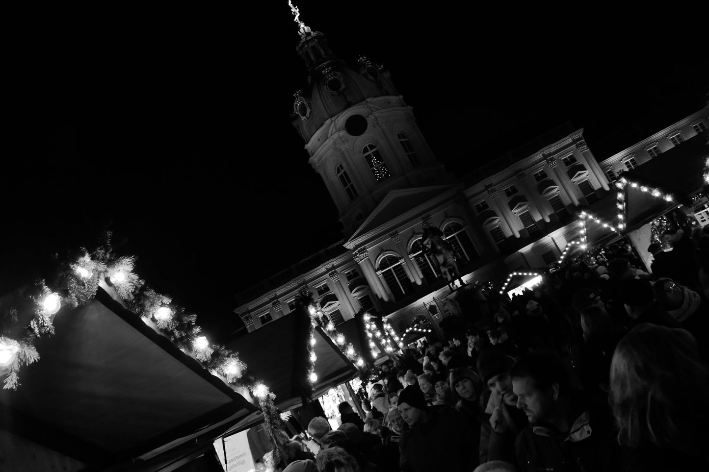 Charlottenburg Berlin German Christmas Market Black And White Photography Poster