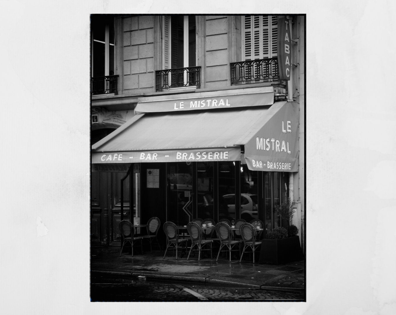 Paris Cafe Street Black And White Photography Wall Art