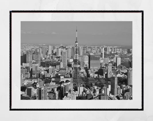 Tokyo Tower Skyline Poster Black And White Photography Print