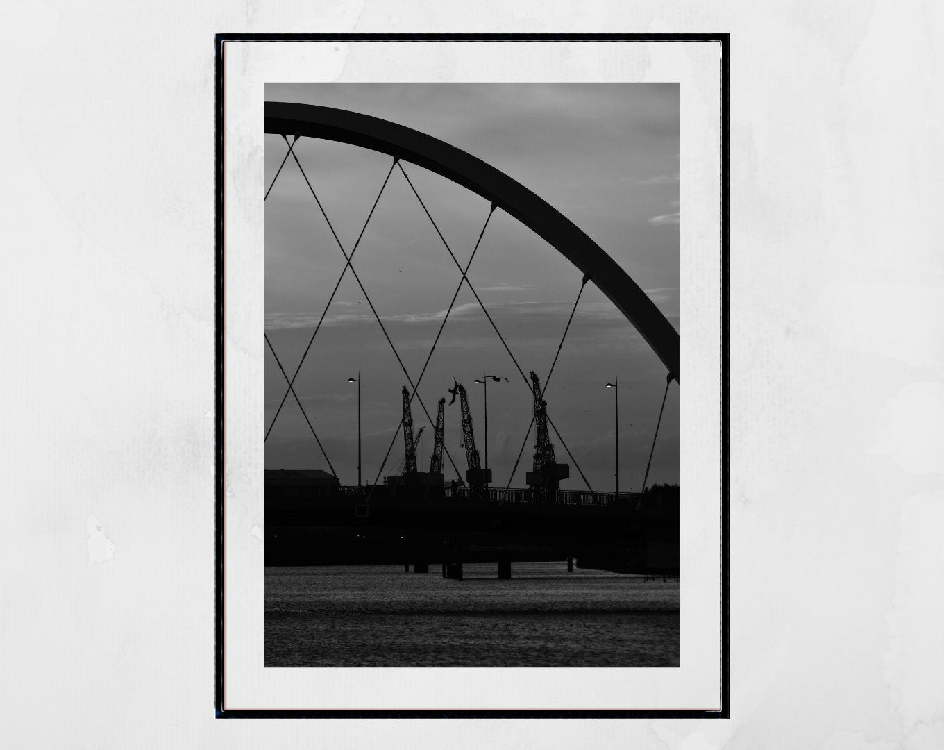 Glasgow Print Squinty Bridge Finnieston Crane Black And White Photography