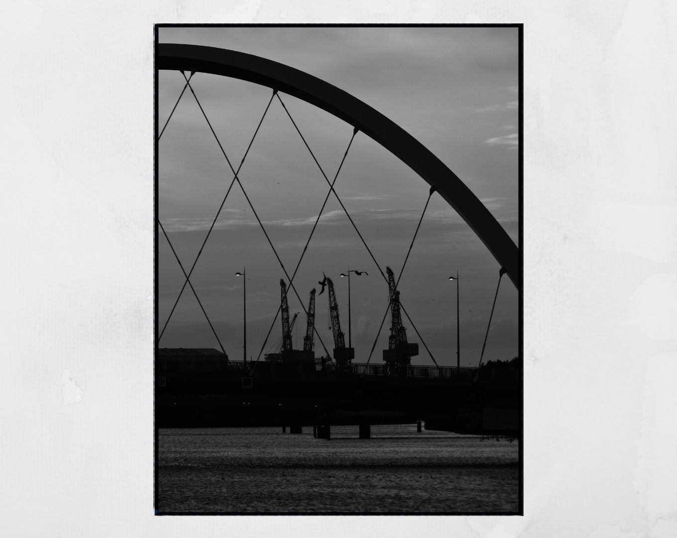 Glasgow Print Squinty Bridge Finnieston Crane Black And White Photography