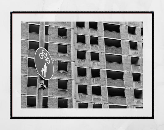 Sighthill Glasgow Abandoned Building Black And White Photography Print