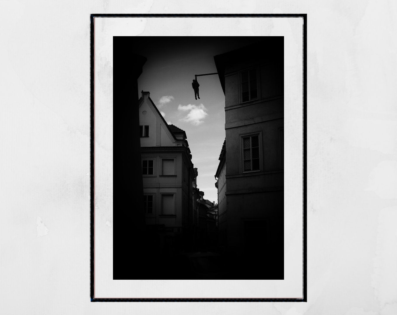 David Černý Man Hanging Prague Black And White Photography Print