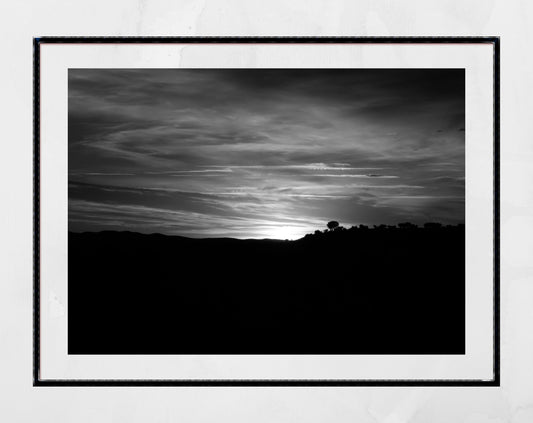 Requena Spain Black And White Sunset Landscape Photography Print