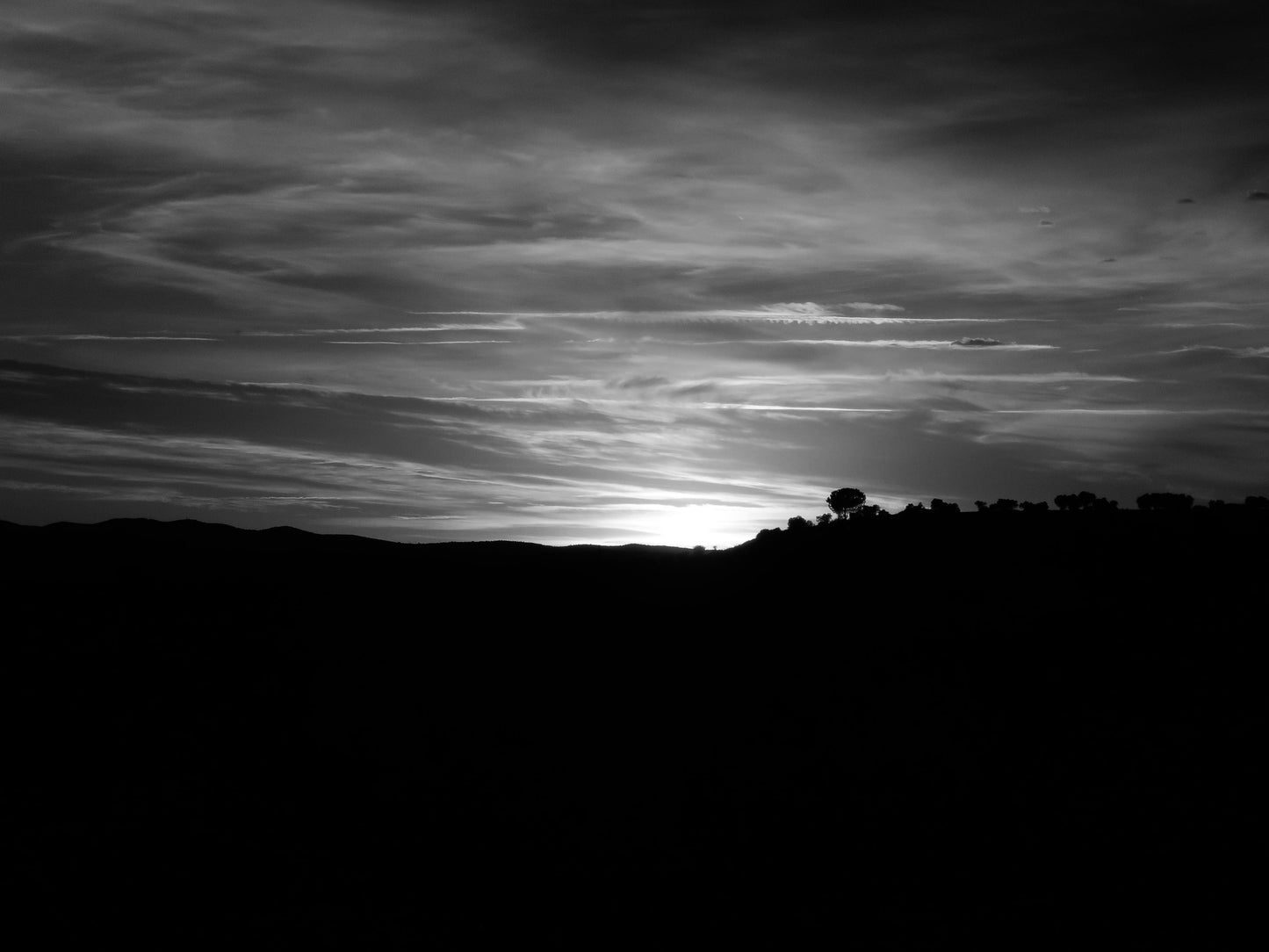 Requena Spain Black And White Sunset Landscape Photography Print