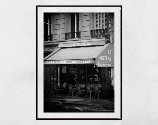 Paris Cafe Street Black And White Photography Wall Art