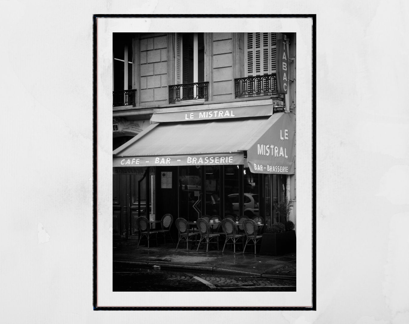 Paris Cafe Street Black And White Photography Wall Art