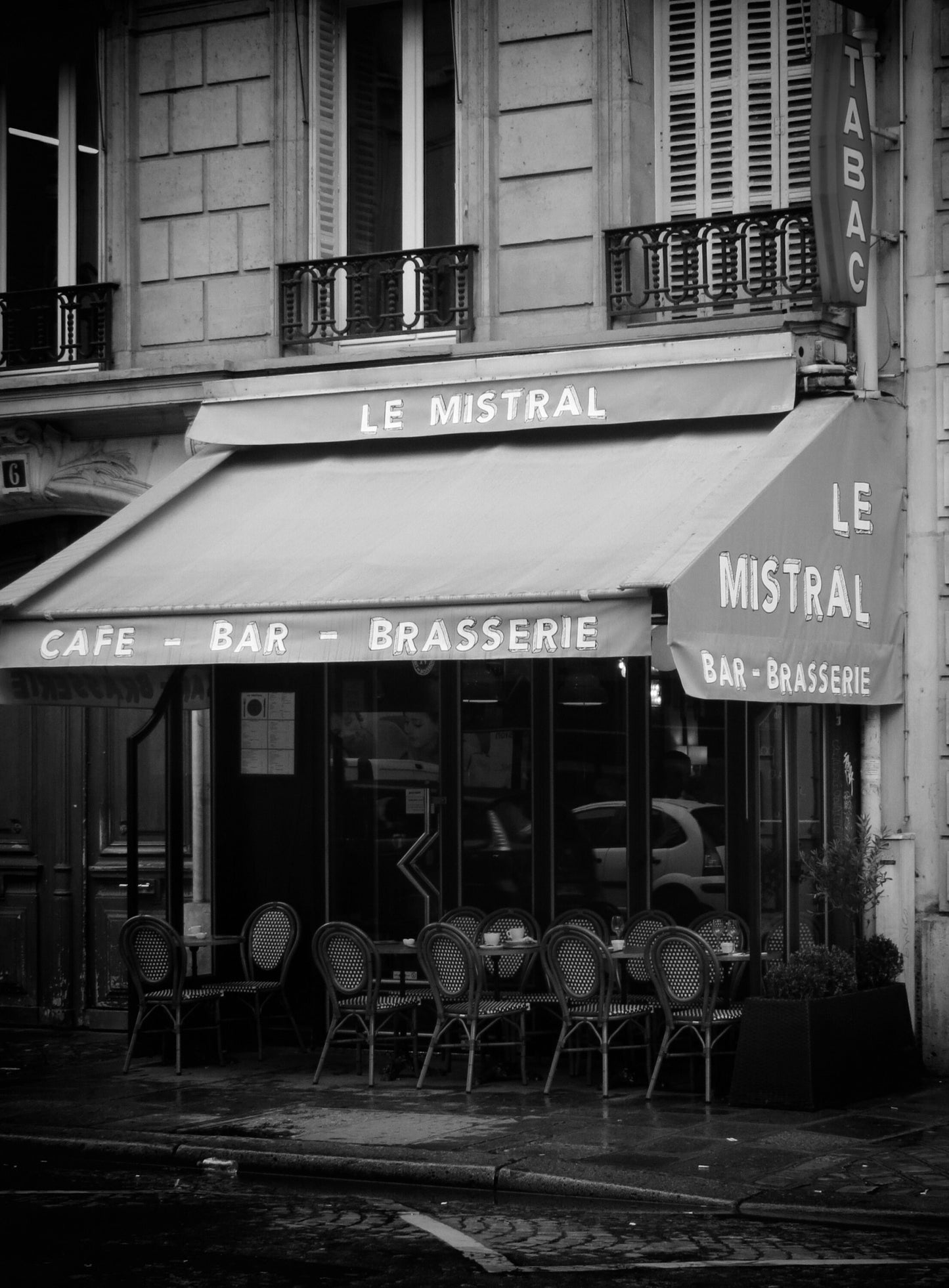 Paris Cafe Street Black And White Photography Wall Art