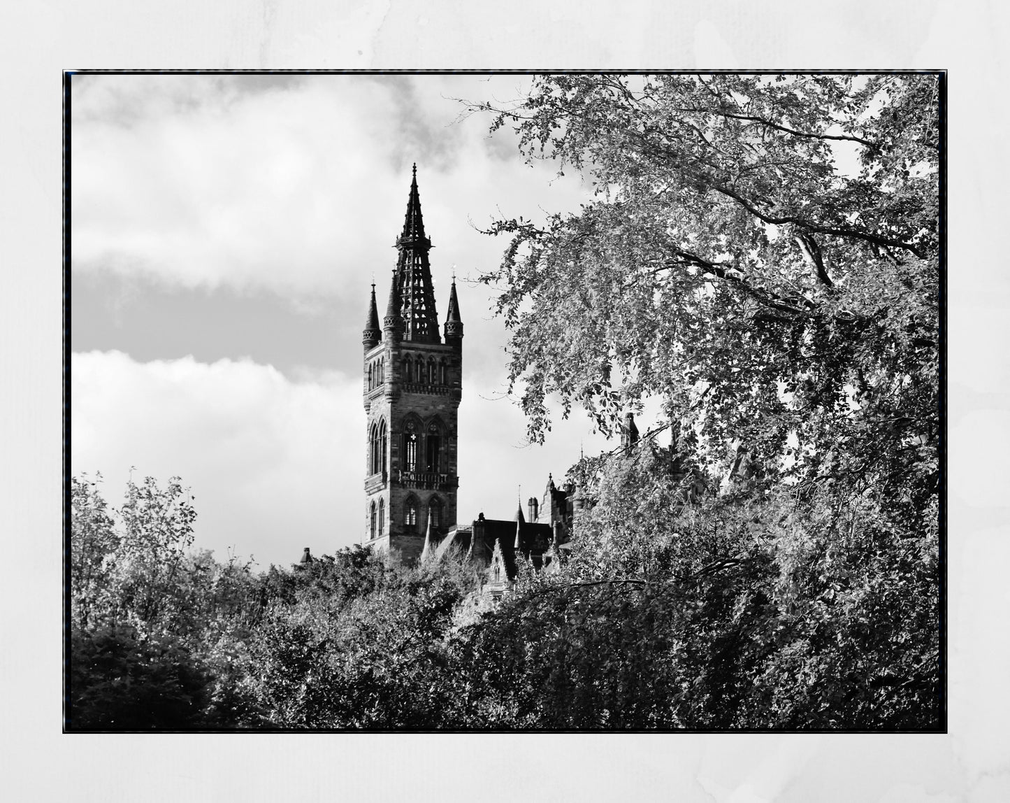 Glasgow University Black And White Photography Print