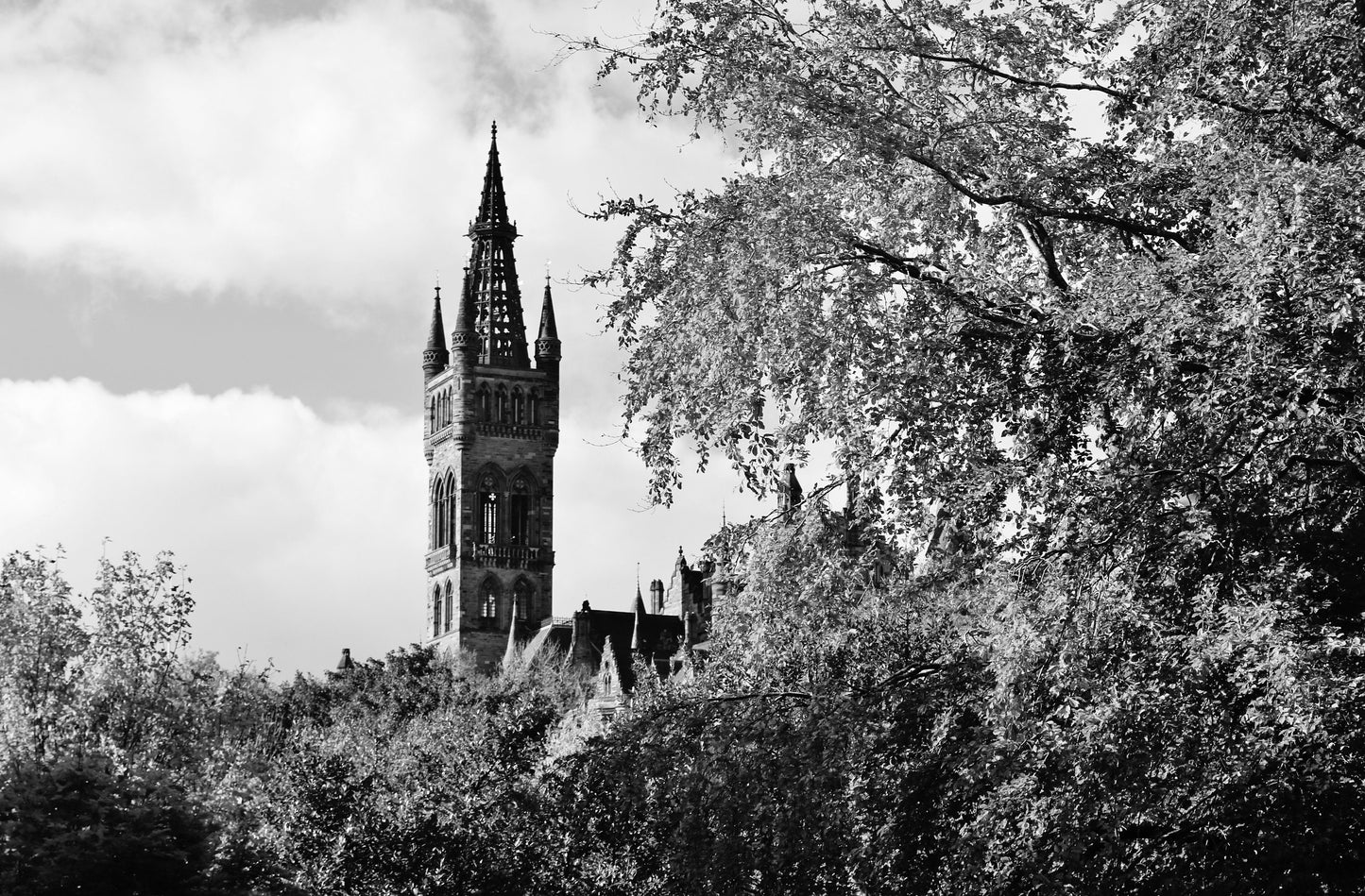 Glasgow University Black And White Photography Print