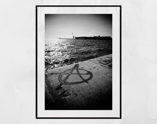 Thessaloniki Photography Print Anarchist Black And White Poster