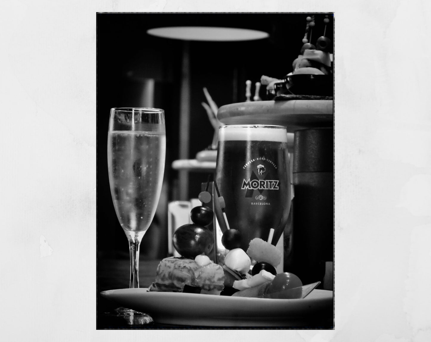 Spanish Tapas Black And White Photography Print