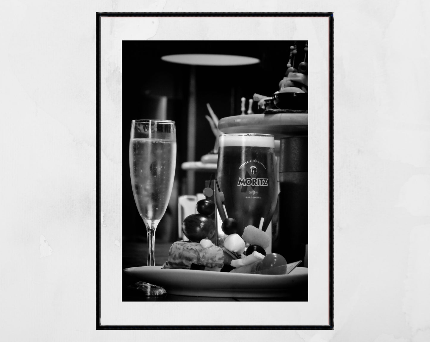 Spanish Tapas Black And White Photography Print