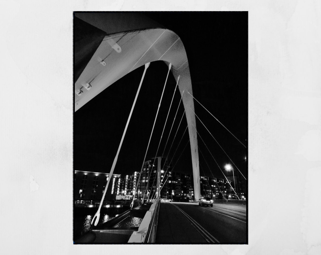 Glasgow Squinty Bridge Black And White Photography Print