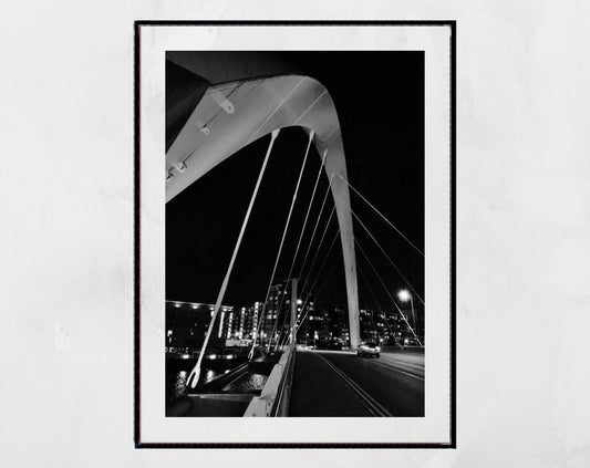 Glasgow Squinty Bridge Black And White Photography Print