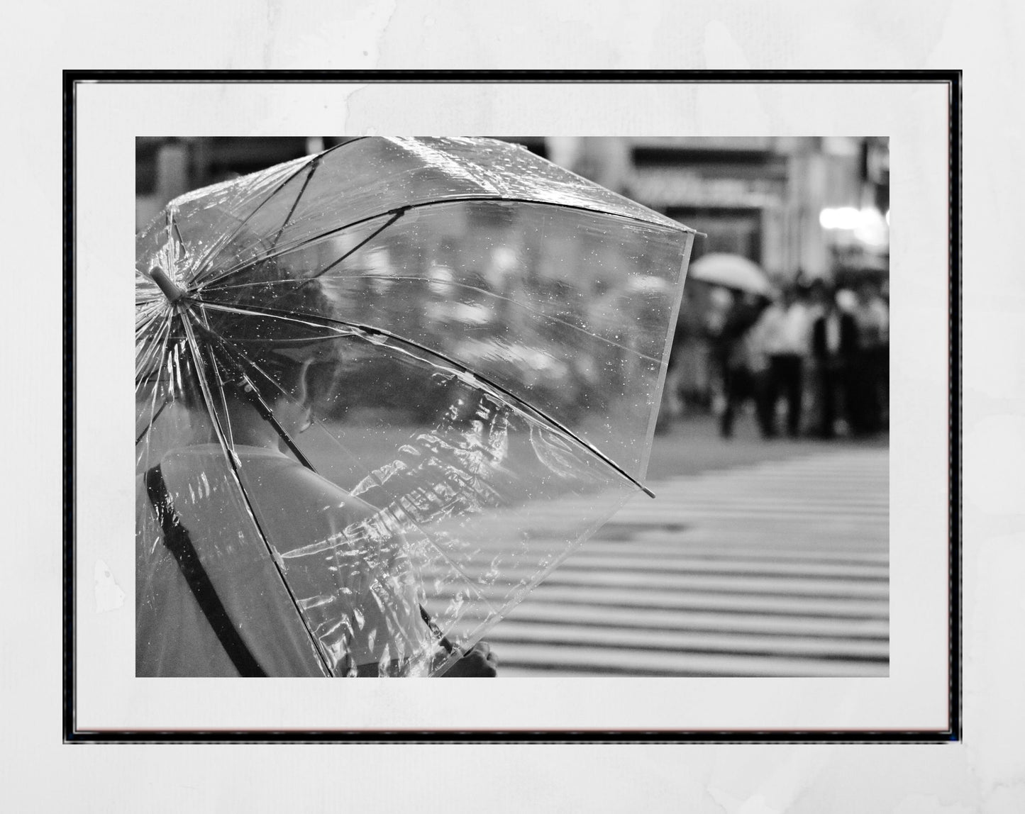 Tokyo In The Rain Shibuya Crossing Black And White Photography Print