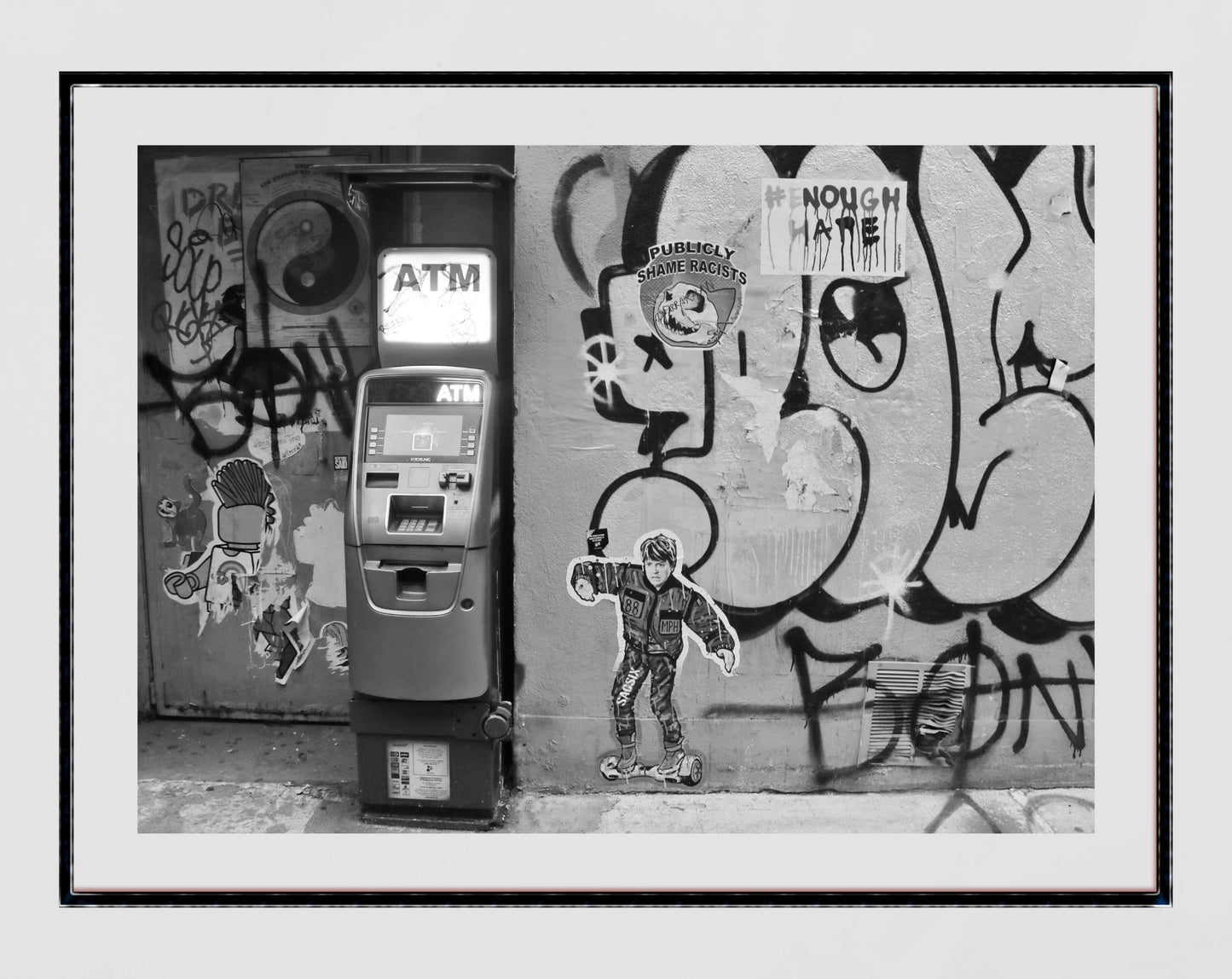 New York Street Art Graffiti Black And White Photography Print