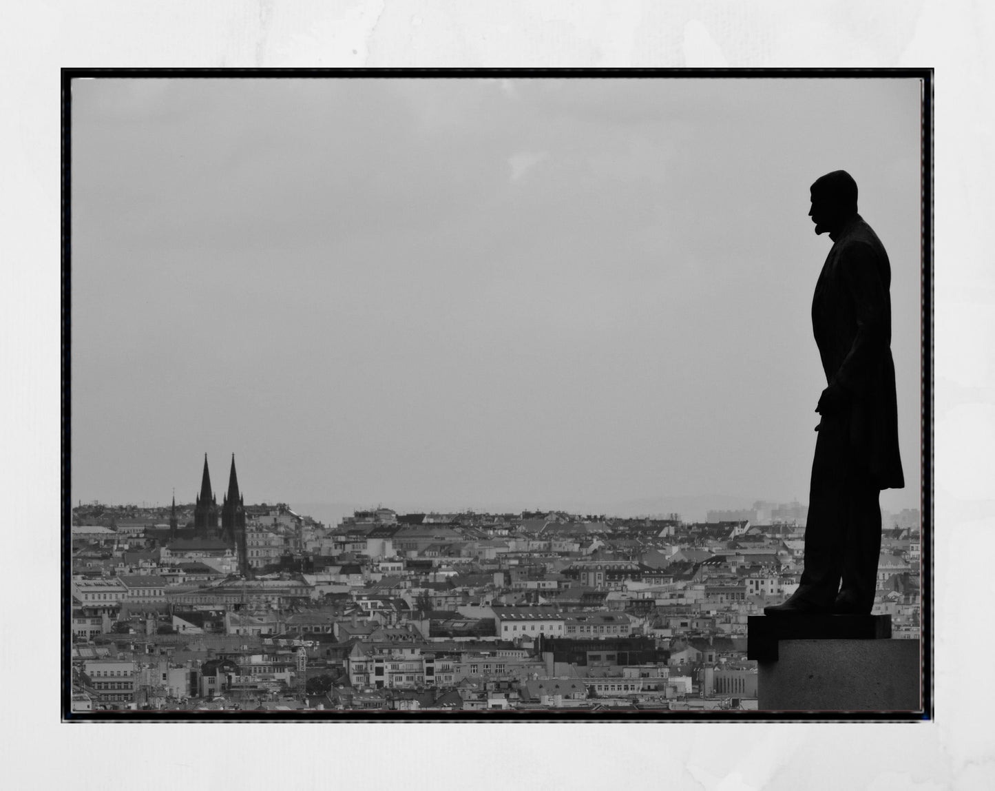 Prague Skyline Photography Masaryk Black And White Czech Republic Print