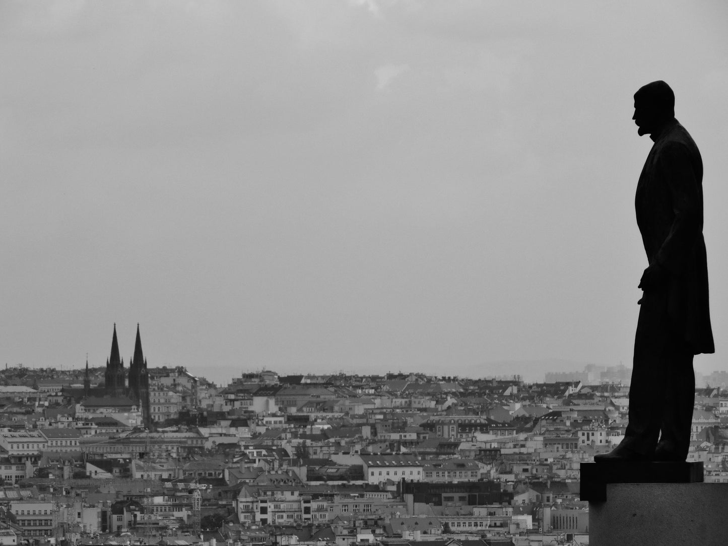 Prague Skyline Photography Masaryk Black And White Czech Republic Print