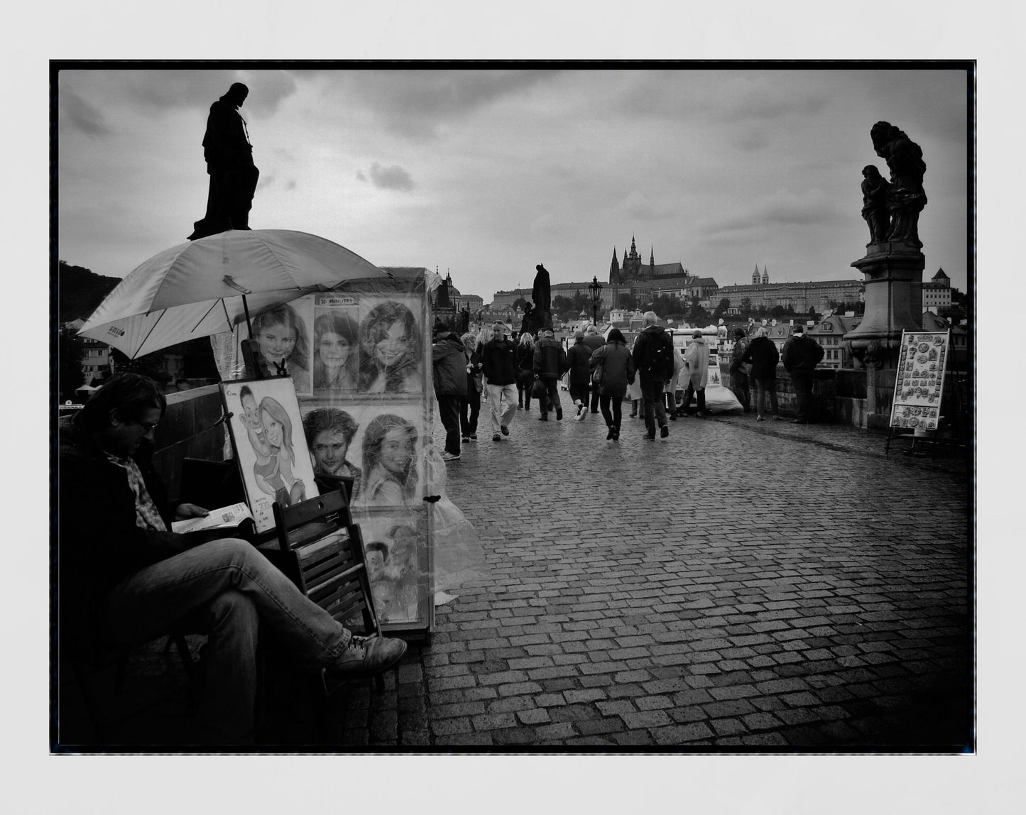 Charles Bridge Prague Black And White Photography Print