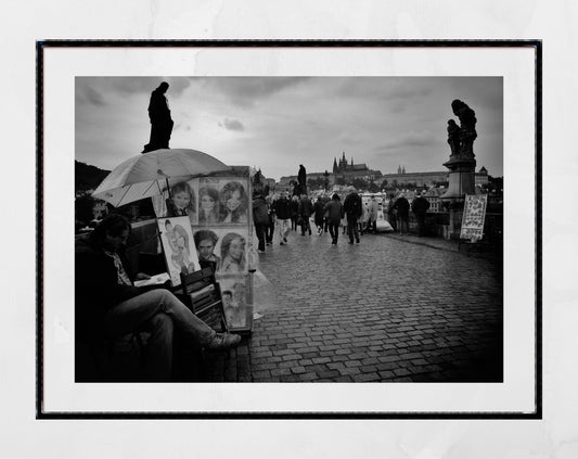 Charles Bridge Prague Black And White Photography Print