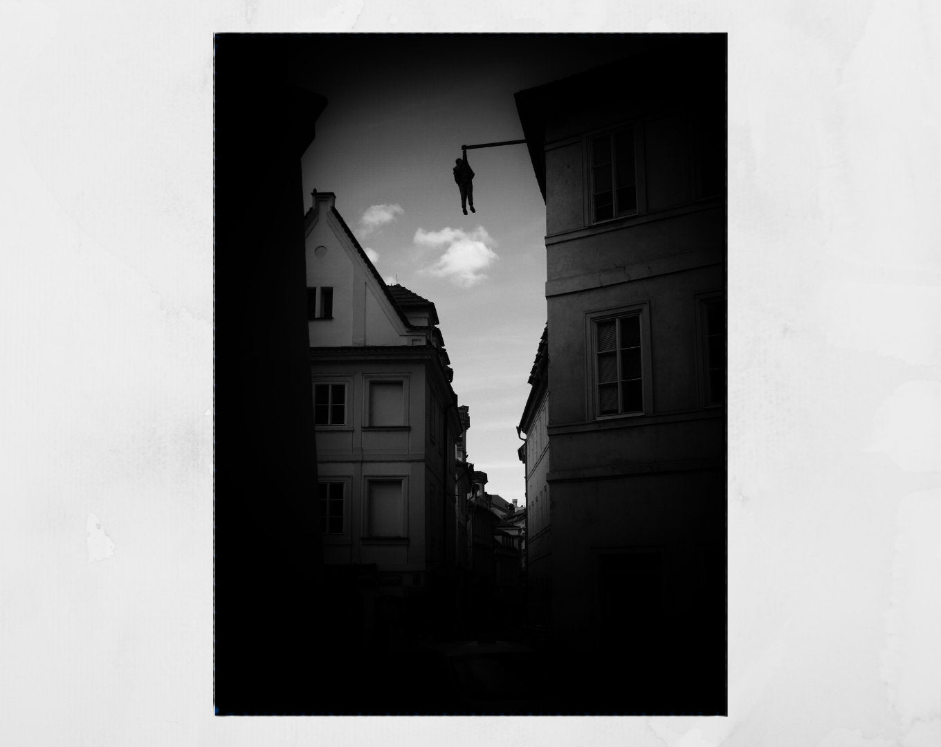 David Černý Man Hanging Prague Black And White Photography Print