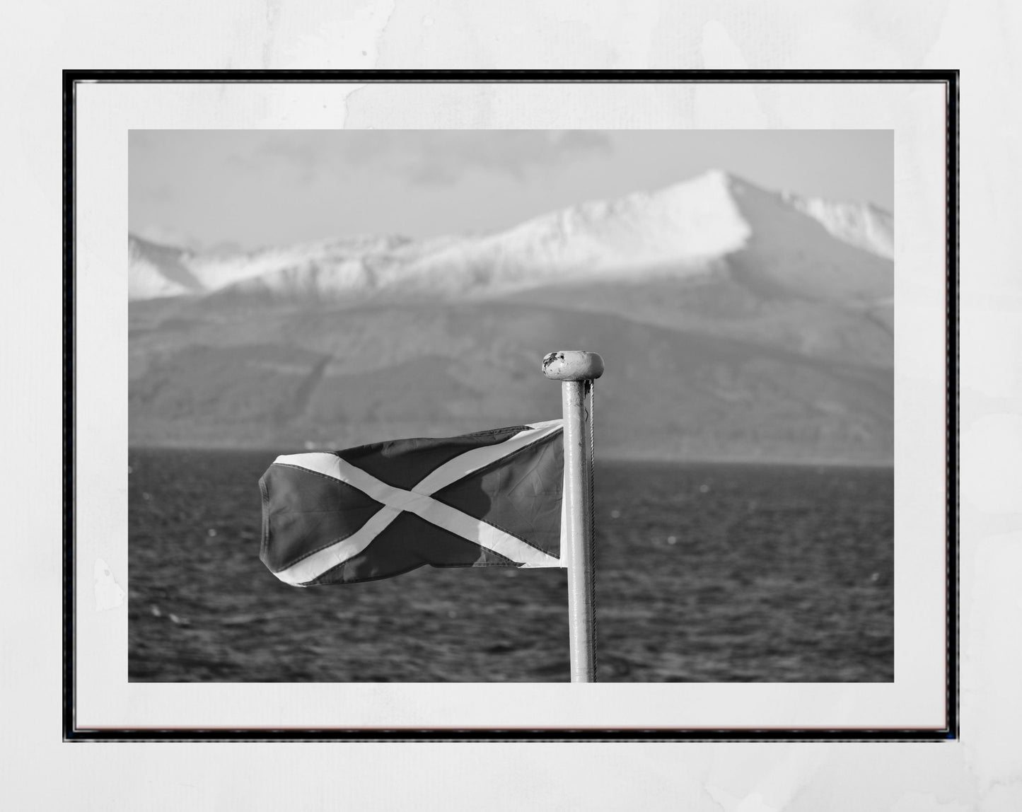 Scotland Flag Saltire Isle Of Arran Black And White Photography Print