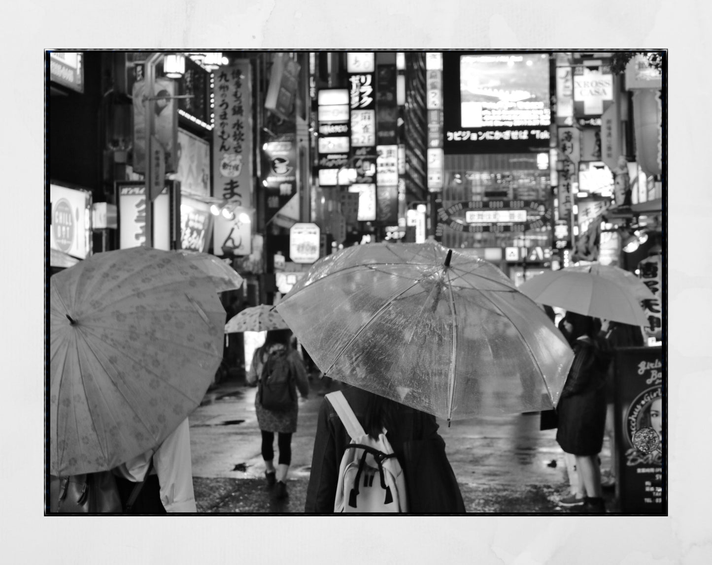 Shinjuku Tokyo In The Rain Black And White Photography Print