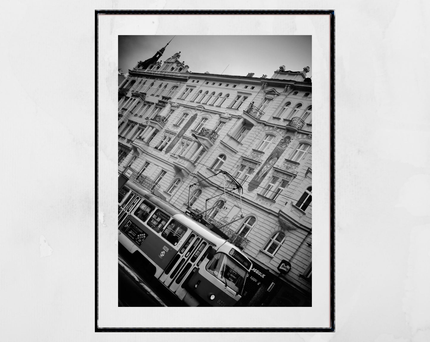 Prague Tram Street Black And White Photography