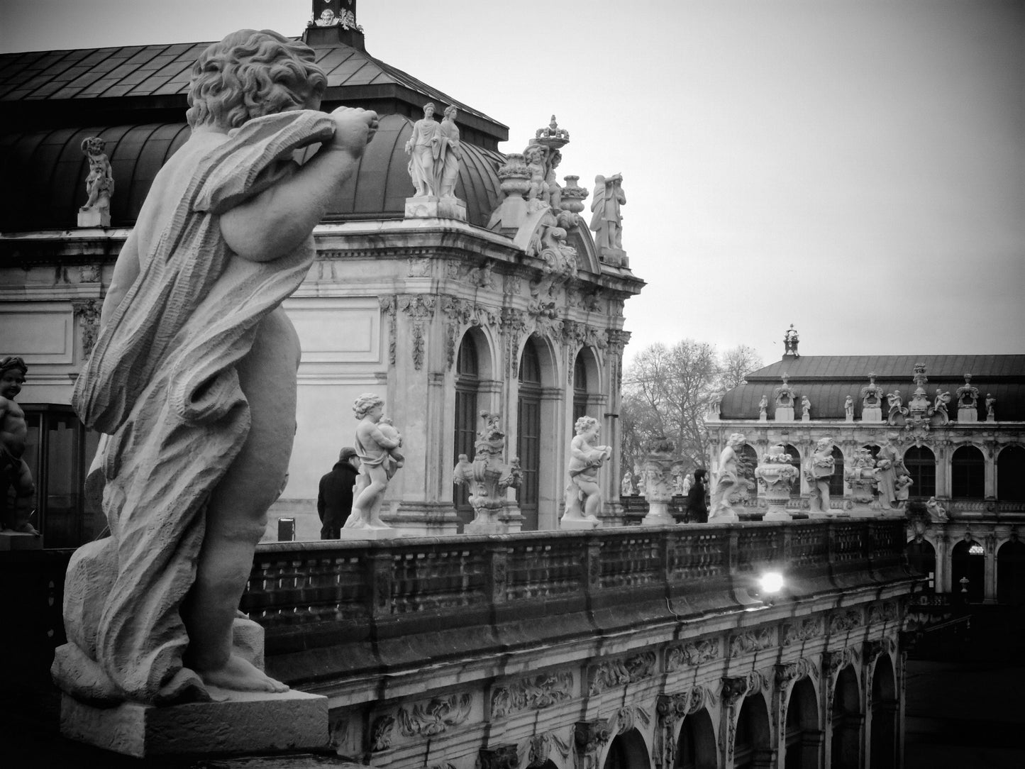 Zwinger Dresden Cherub Black And White Photography Print