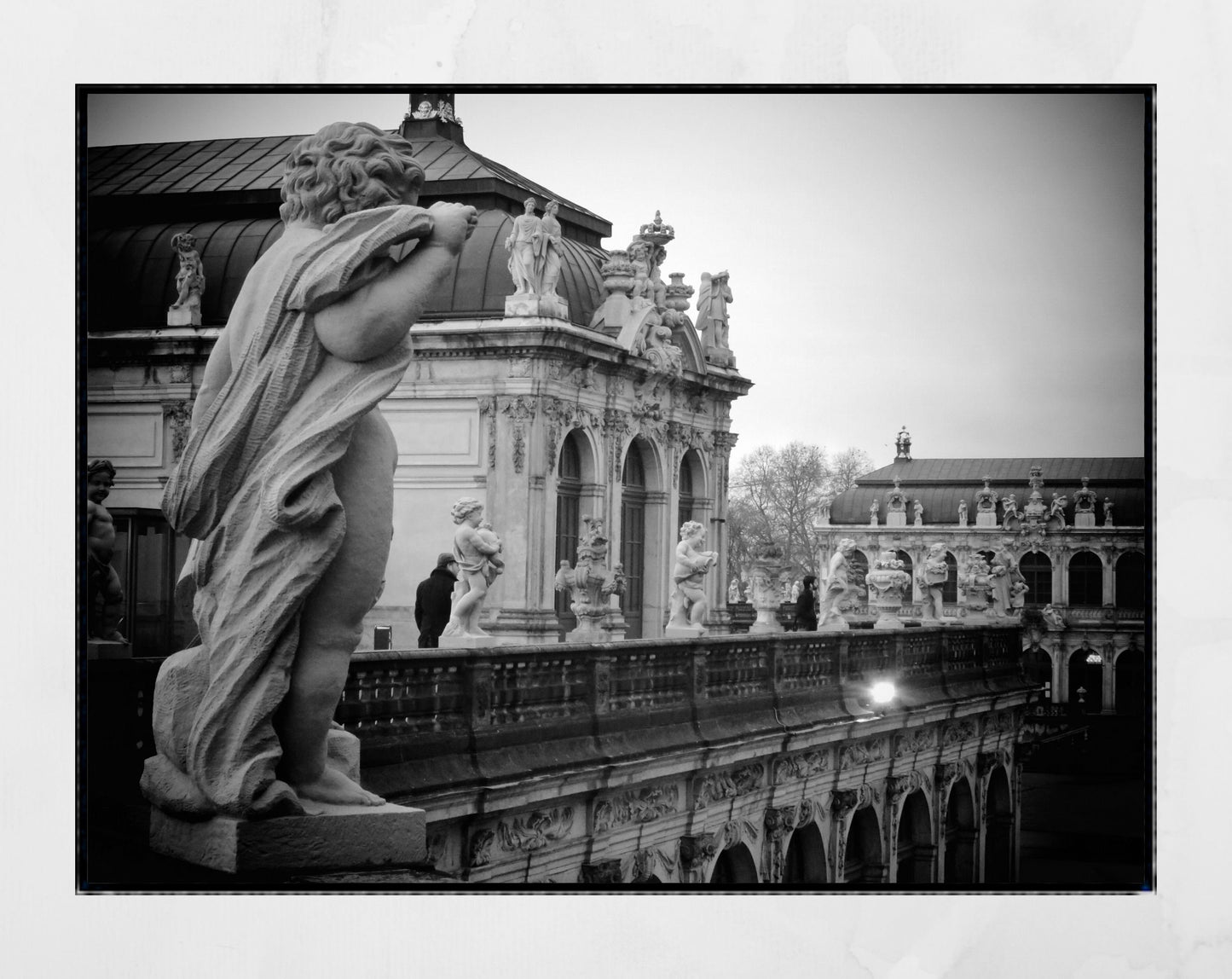 Zwinger Dresden Cherub Black And White Photography Print