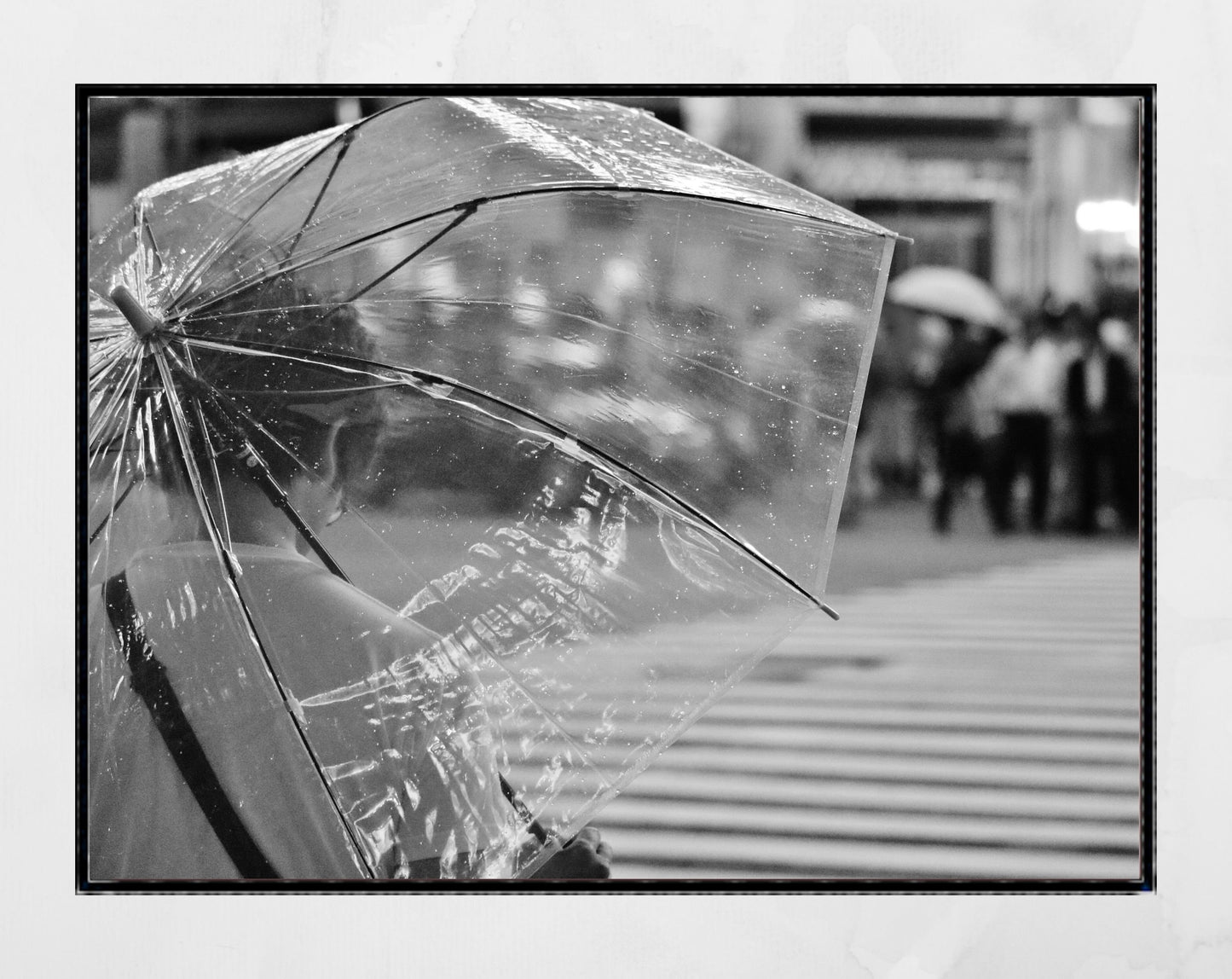 Tokyo In The Rain Shibuya Crossing Black And White Photography Print