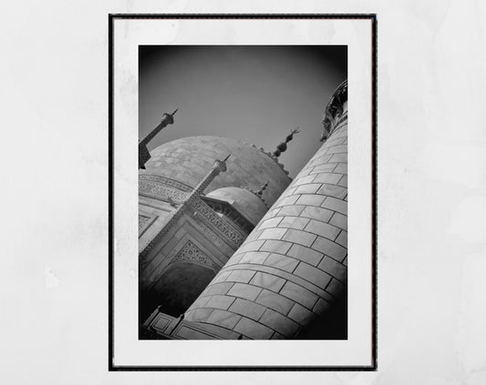 Taj Mahal Print Black And White India Wall Art