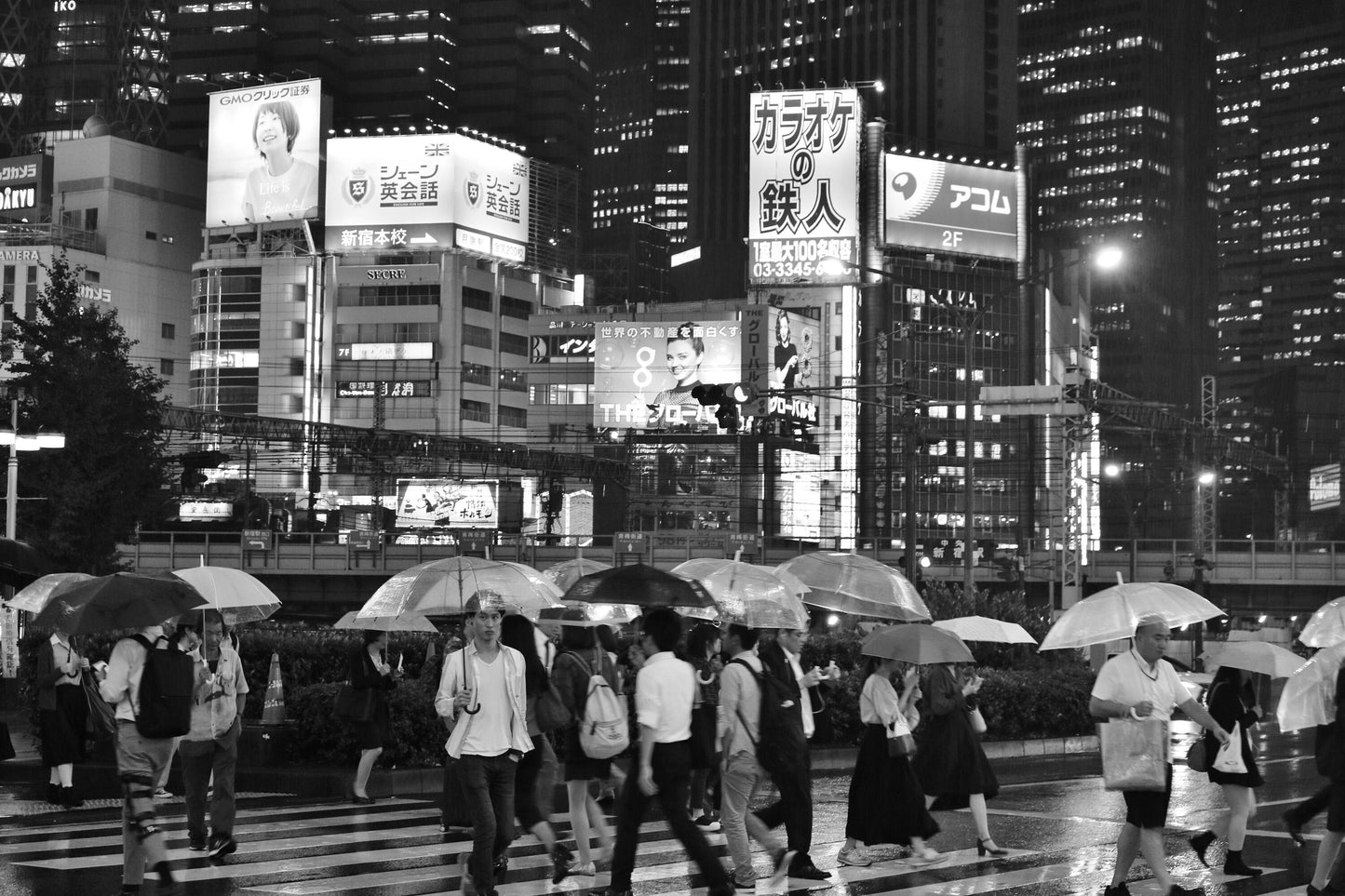 Tokyo In The Rain Shinjuku Black And White Photography Print