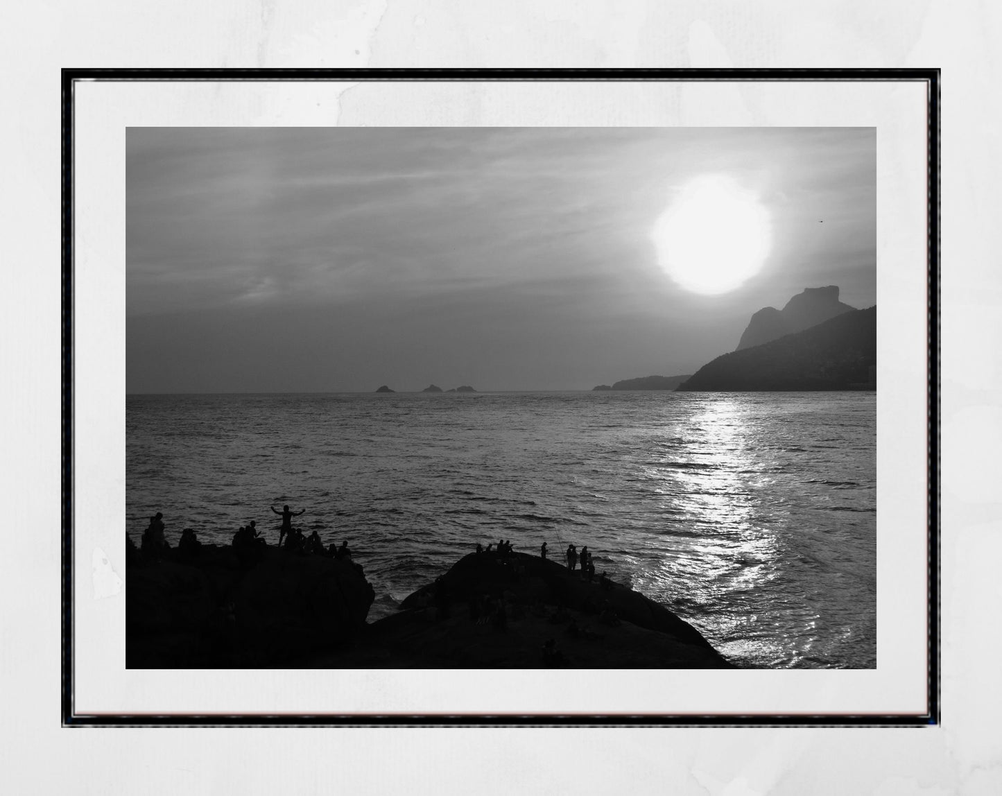 Rio de Janeiro Arpoador Sunset Black And White Photography Print