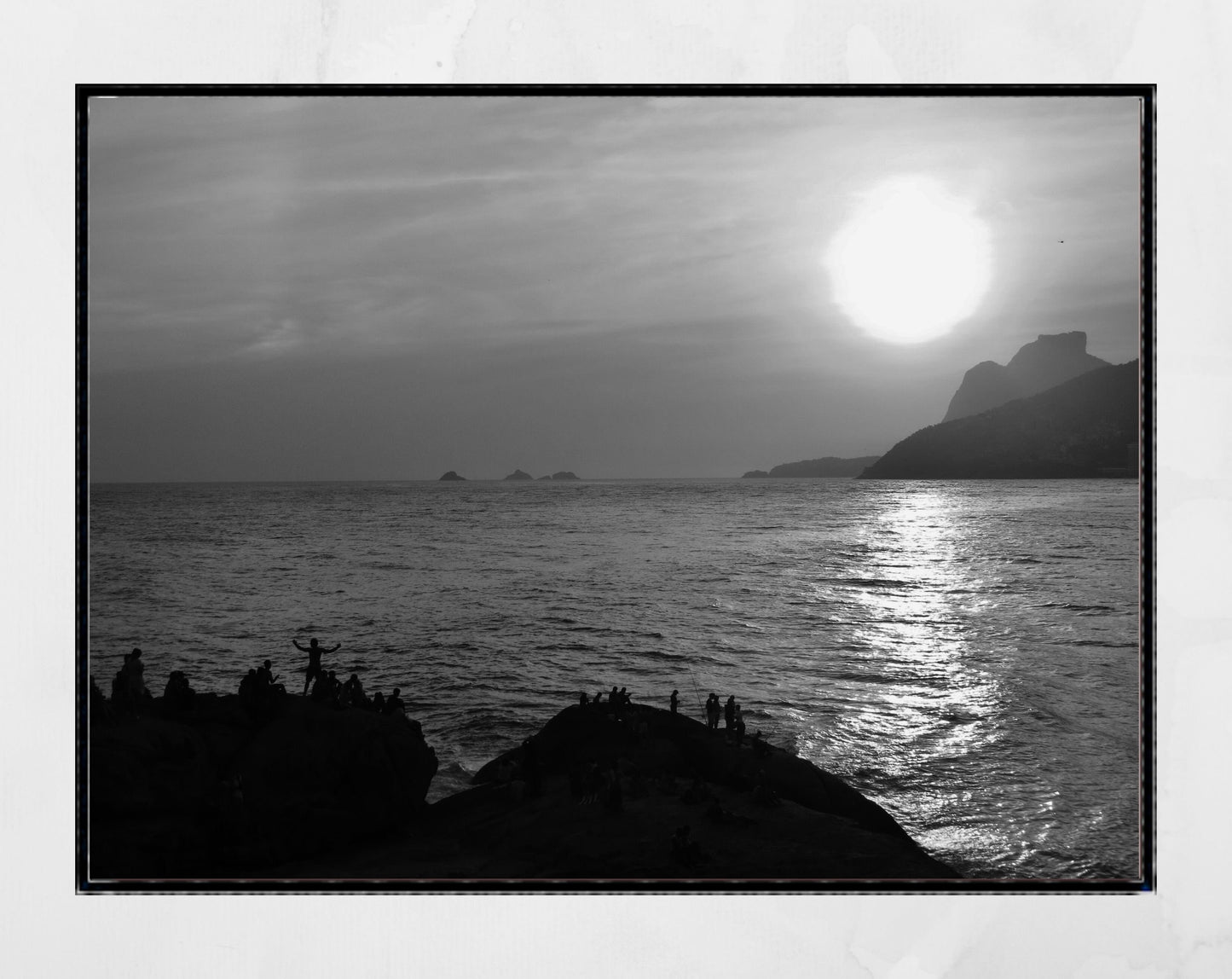 Rio de Janeiro Arpoador Sunset Black And White Photography Print