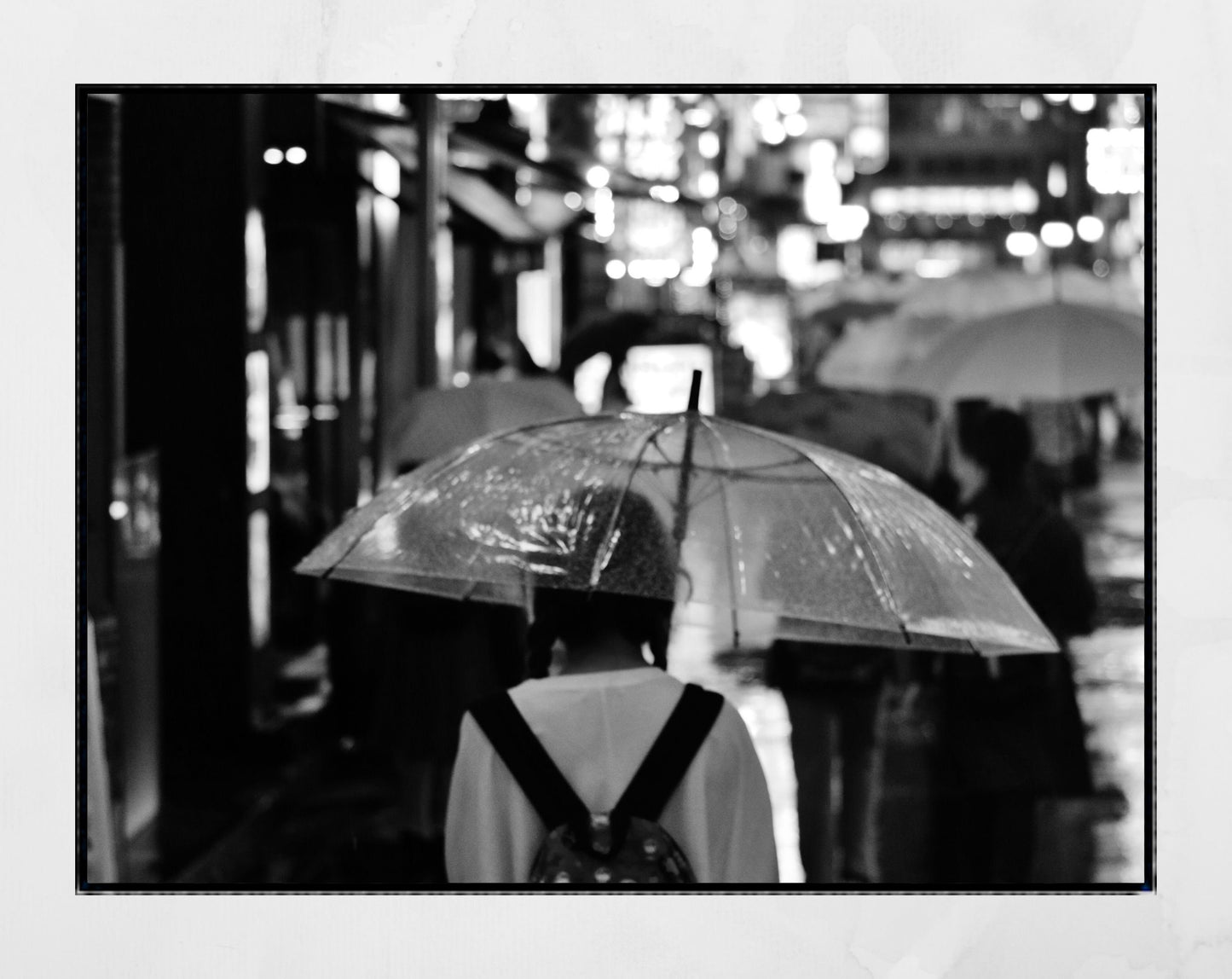 Tokyo In The Rain Black And White Photography Poster