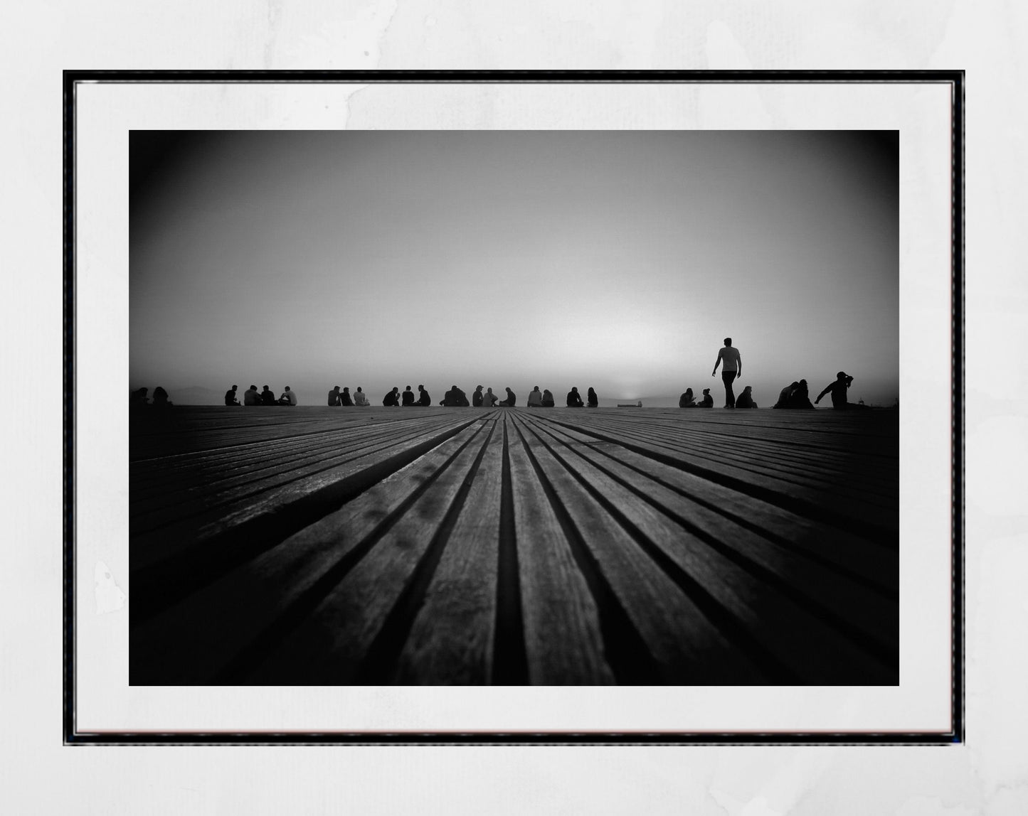 Thessaloniki Boardwalk Black And White Photography Print