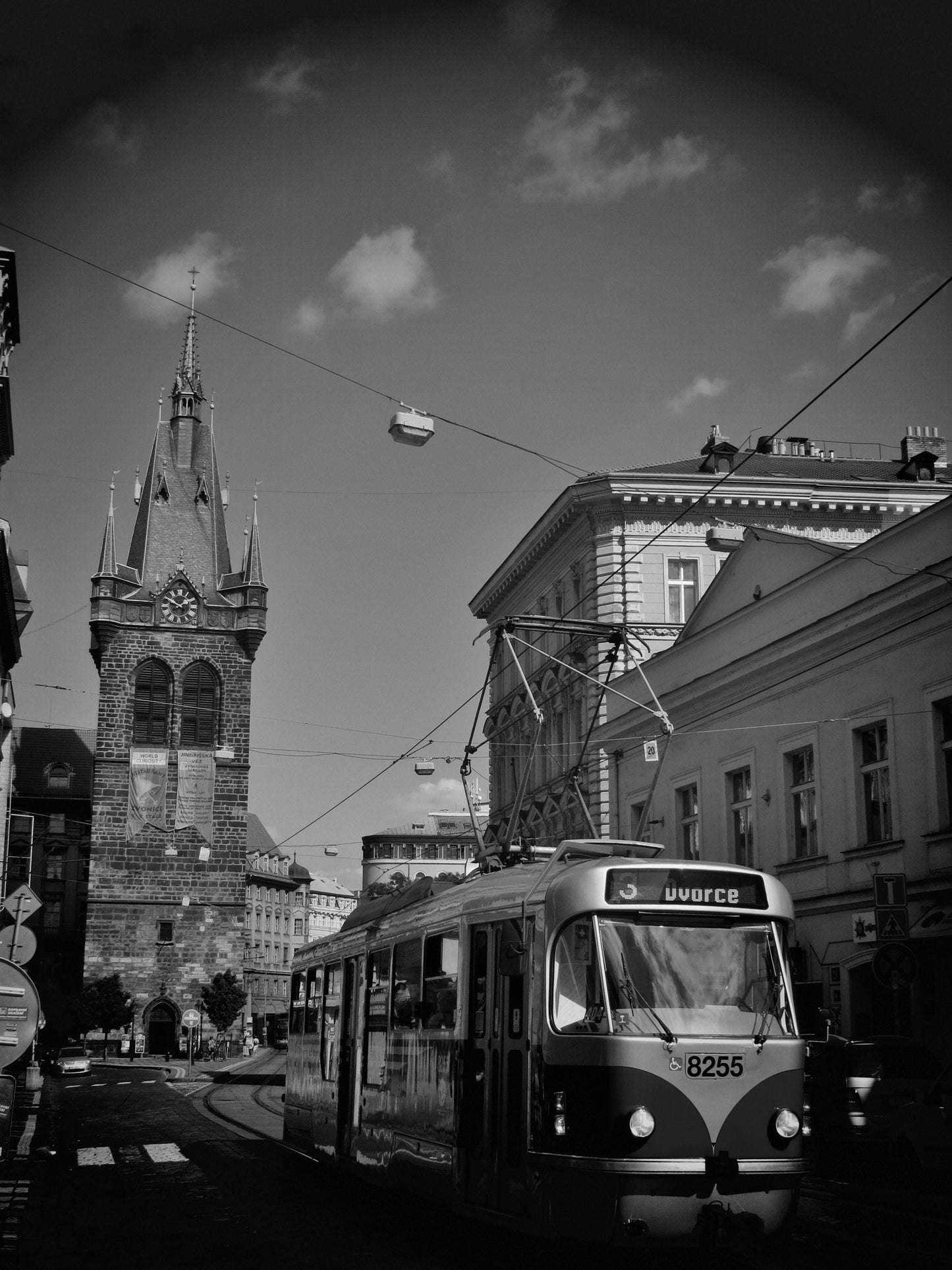 Prague Poster Black And White Tram Photography Print