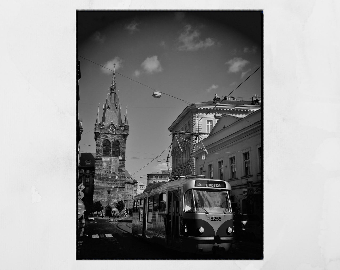 Prague Poster Black And White Tram Photography Print
