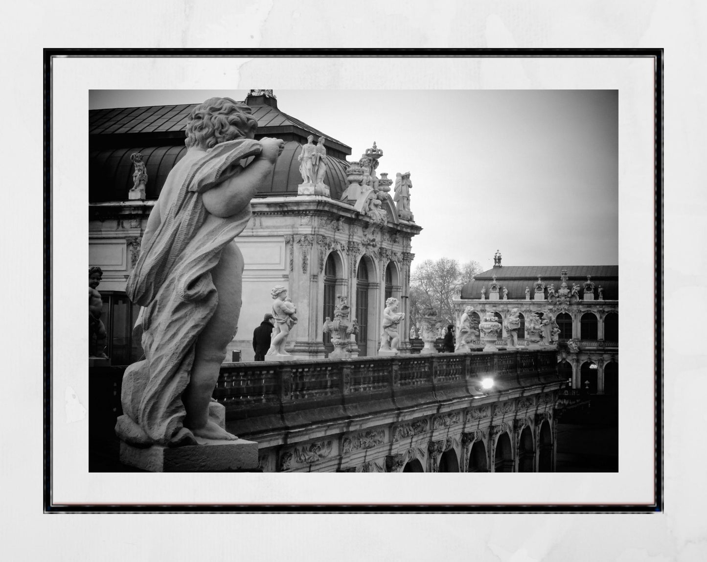 Zwinger Dresden Cherub Black And White Photography Print