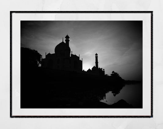 Taj Mahal India Black And White Photography Print