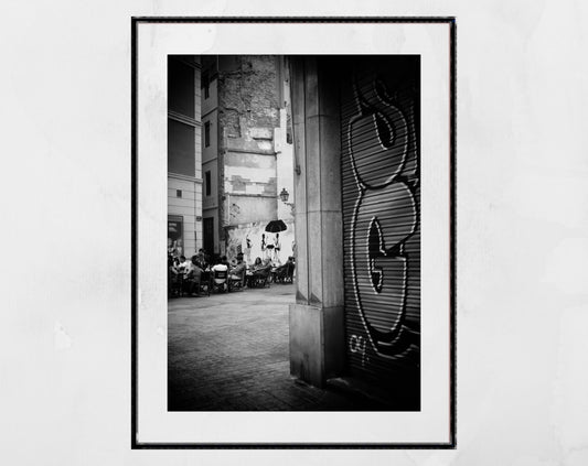 Valencia Spain Street Black And White Photography Print