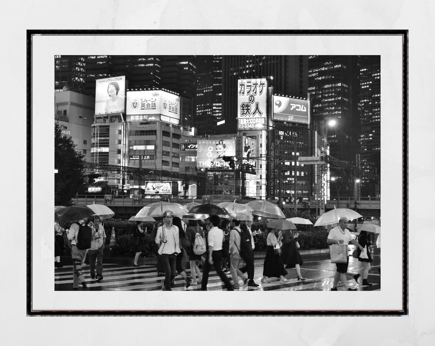 Tokyo In The Rain Shinjuku Black And White Photography Print