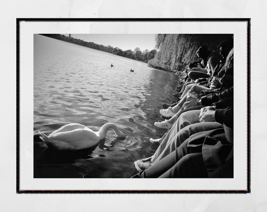 Hamburg Alster Lakes Black And White Photography Print